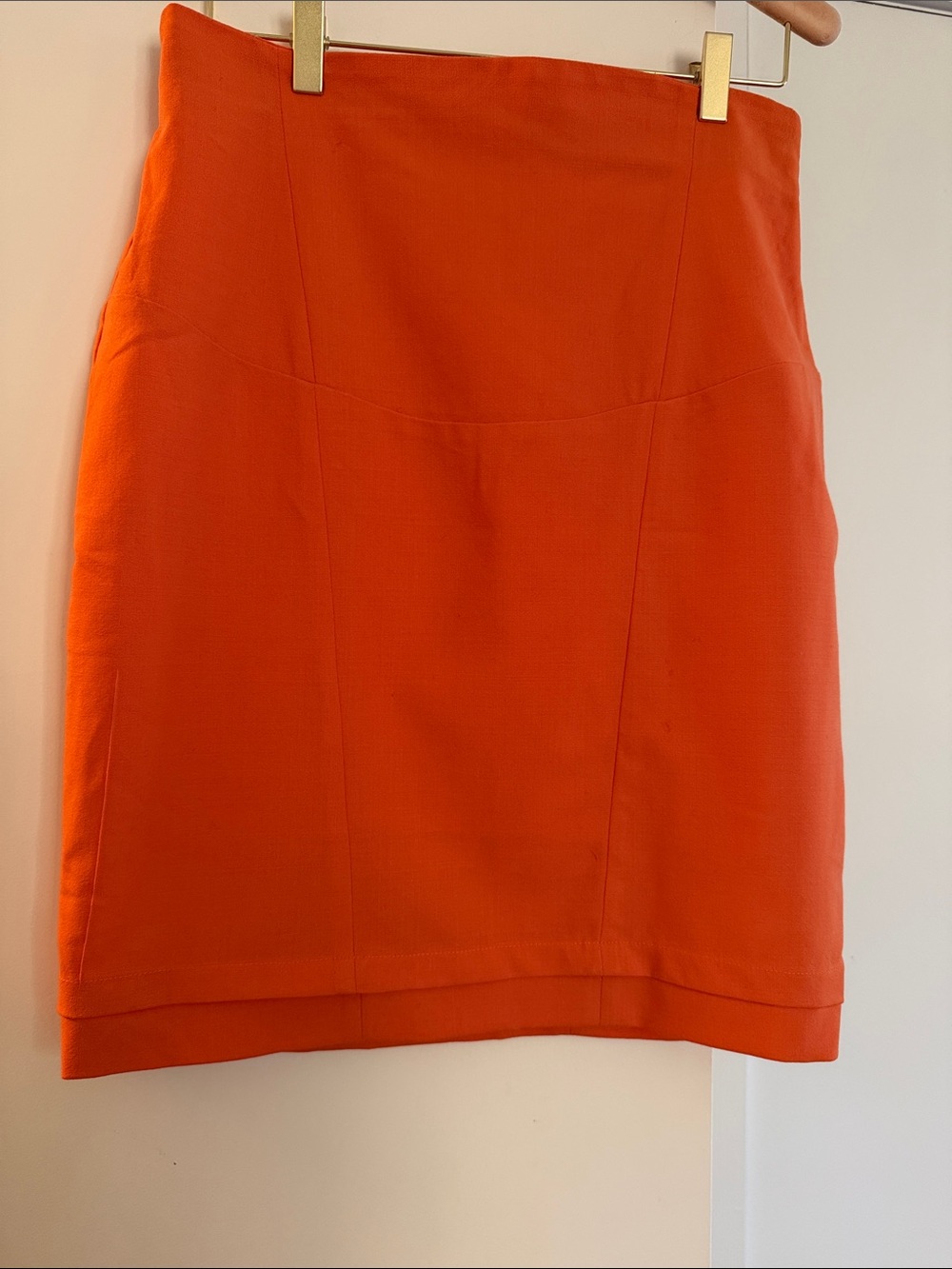 High-Rise Orange Mini high waisted wool Skirt 1970s size 10